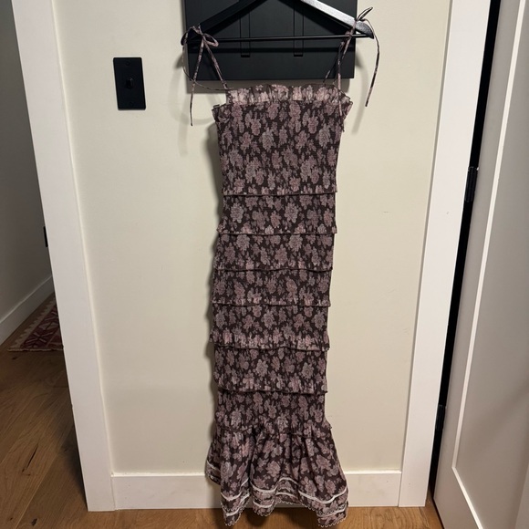 V. Chapman Smocked Geranium Dress in Chocolate Peony Print - Picture 11 of 11